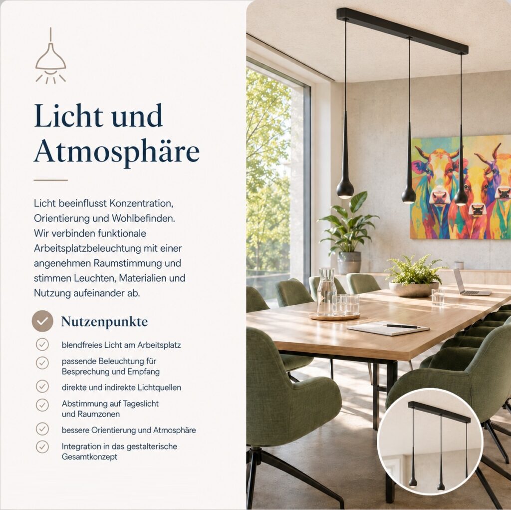 Lichtplanung und Atmosphäre für moderne Arbeitswelten