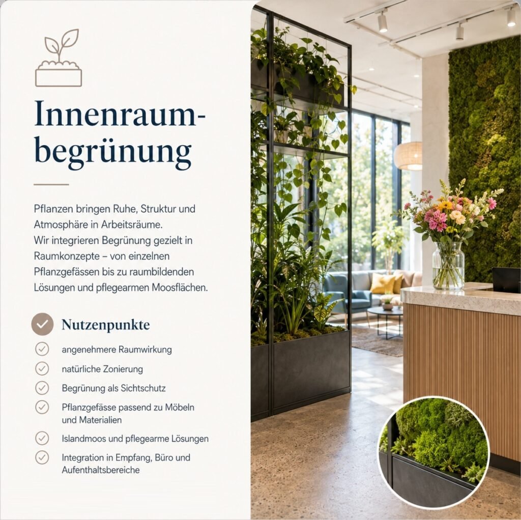 Innenraumbegrünung und Pflanzen als Raumstruktur